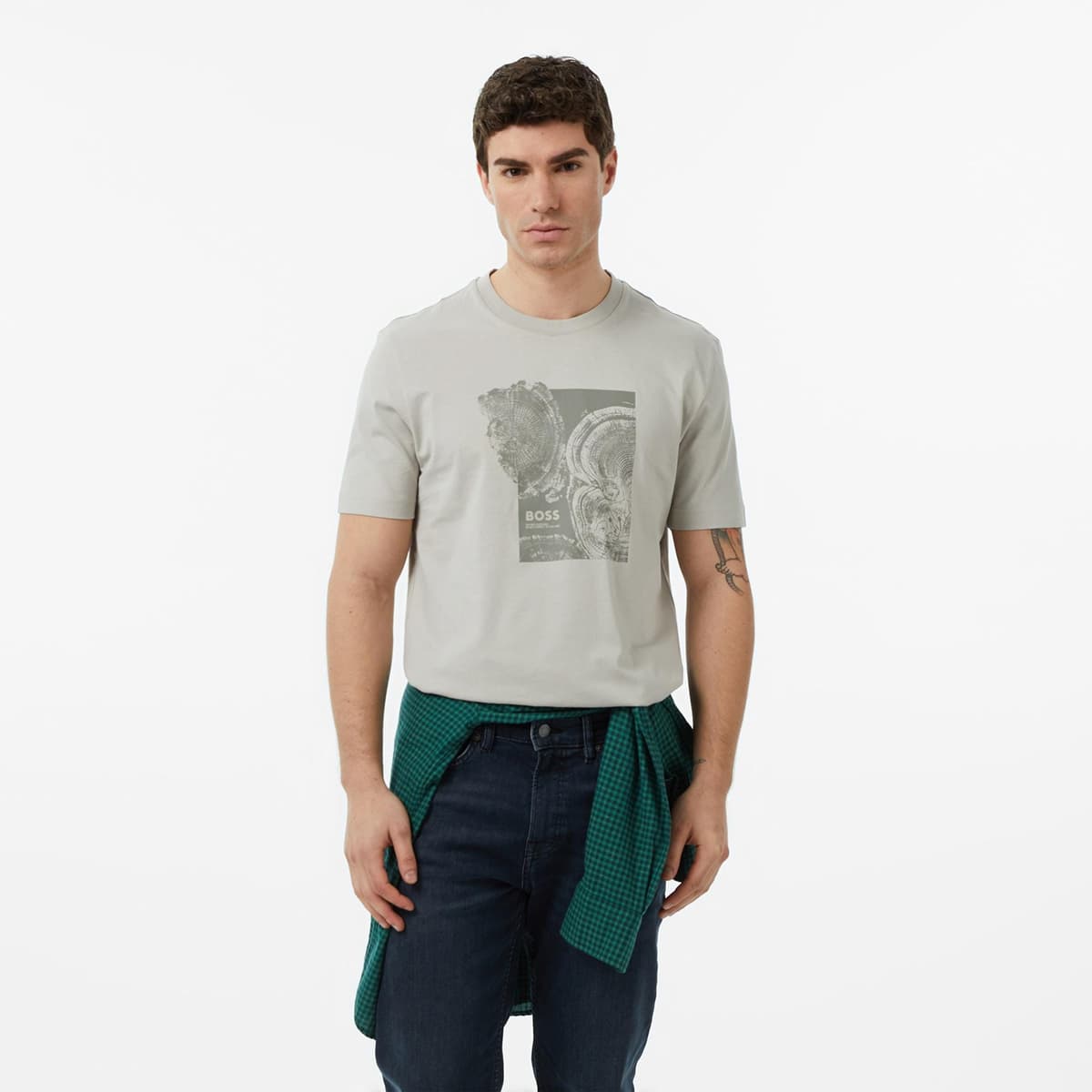 Boss Imprint Erkek Gri T-Shirt