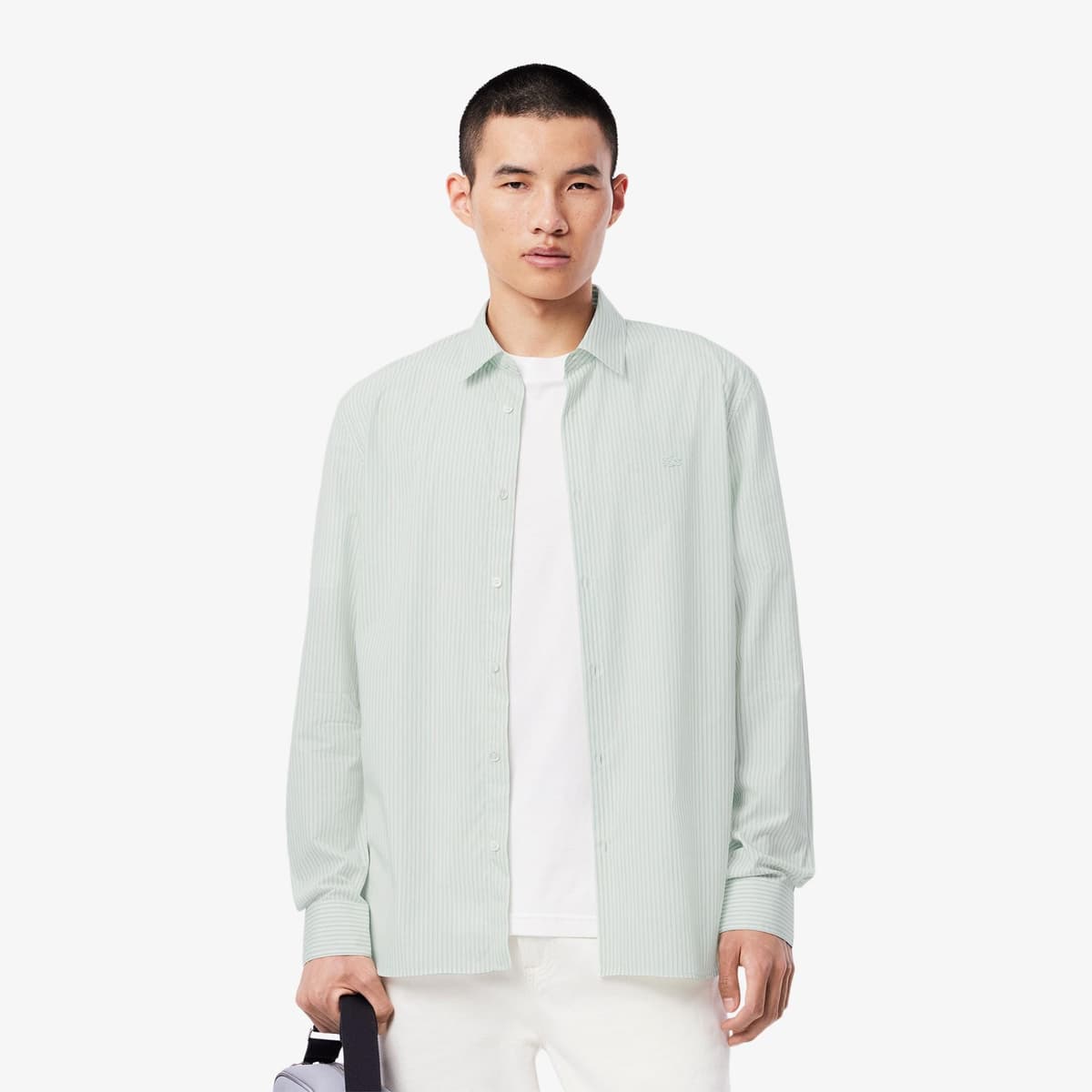 Lacoste Erkek Regular Fit Çizgili Açık Yeşil Gömlek