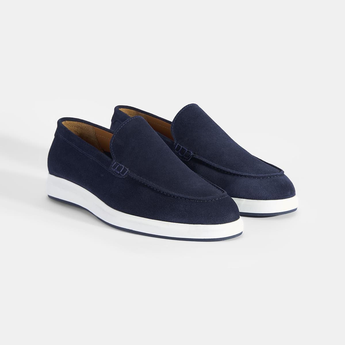 Erkek Lacivert Klasik Beyaz Tabanlı Süet Loafer