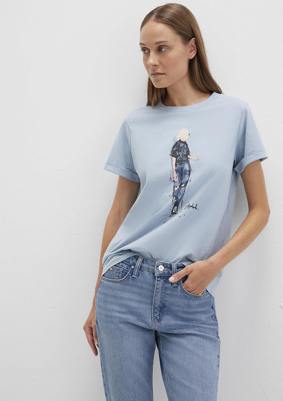 Mavi Denim Kız Baskılı Mavi İstanbul Tişört Regular Fit / Normal Kesim 1610222-70816