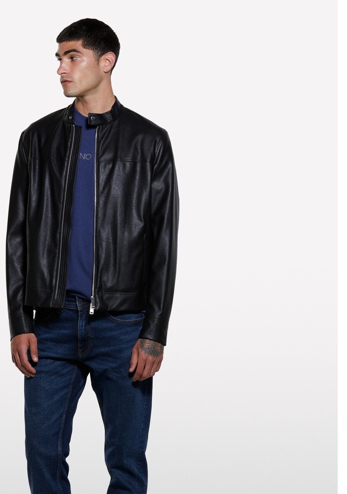 Erkek Koyu Mavi Pamuk Karışımlı Taş Yıkama Slim Fit Denim Pantolon