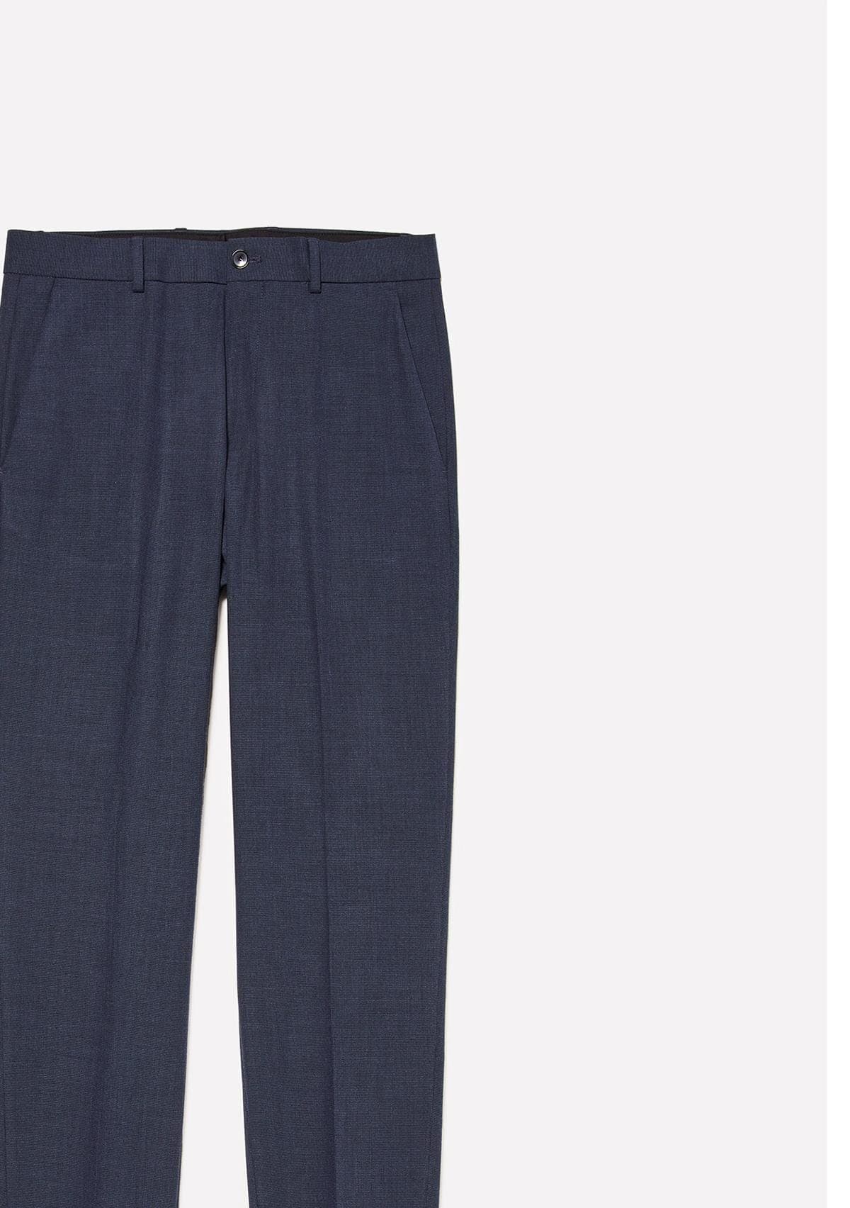 Erkek Lacivert Viskoz Karışımlı Logo Detaylı Chino Pantolon