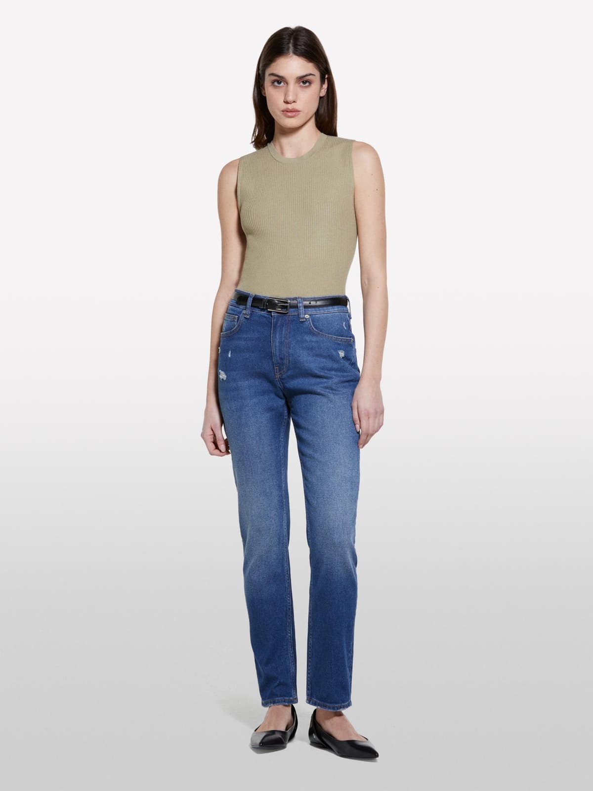 Kadın Koyu Denim Pamuk Karışımlı Normal Bel Denim Pantolon