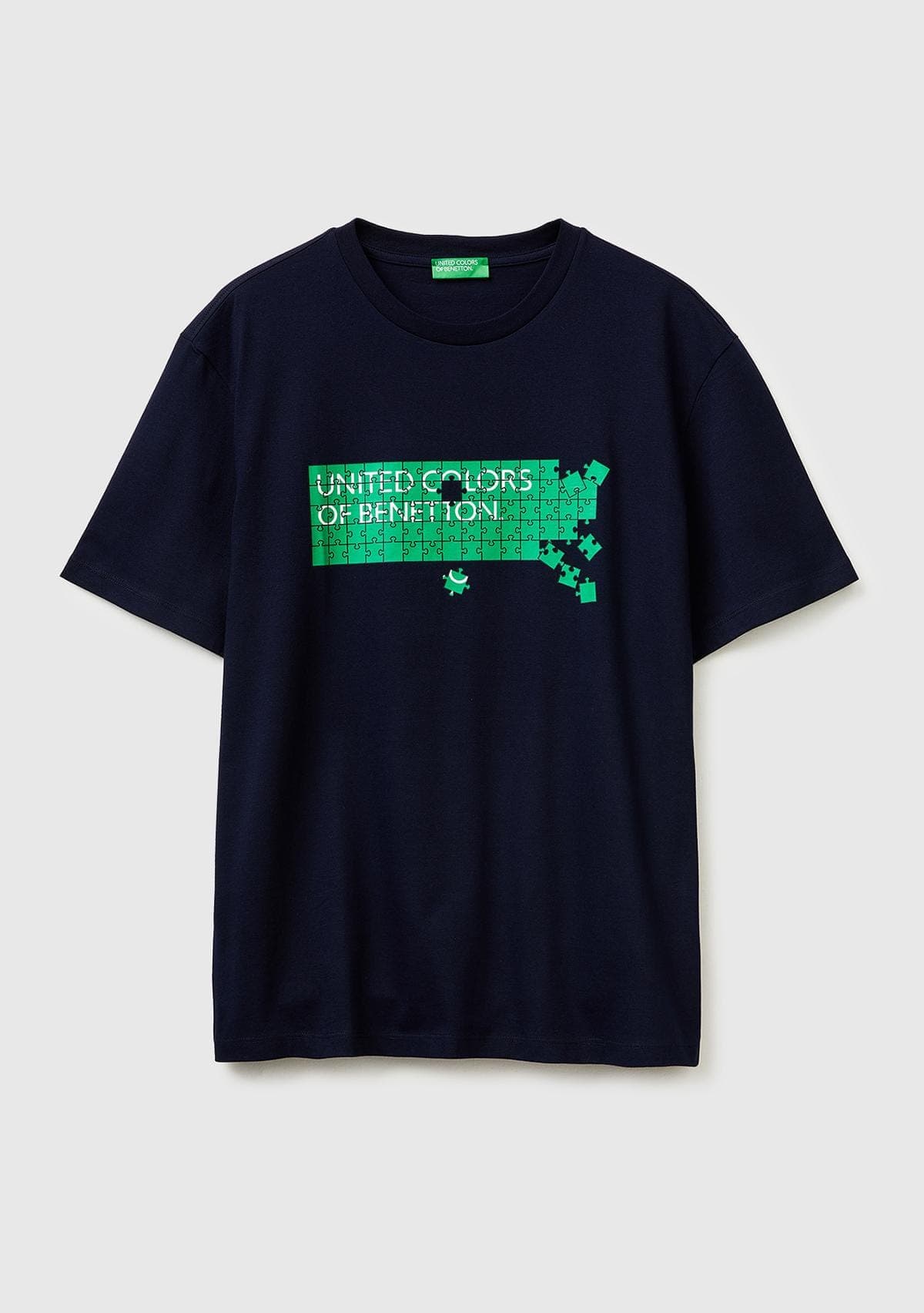 Erkek Lacivert Mix %100 Pamuk Logo Baskılı Regular Fit Bisiklet Yaka T-Shirt