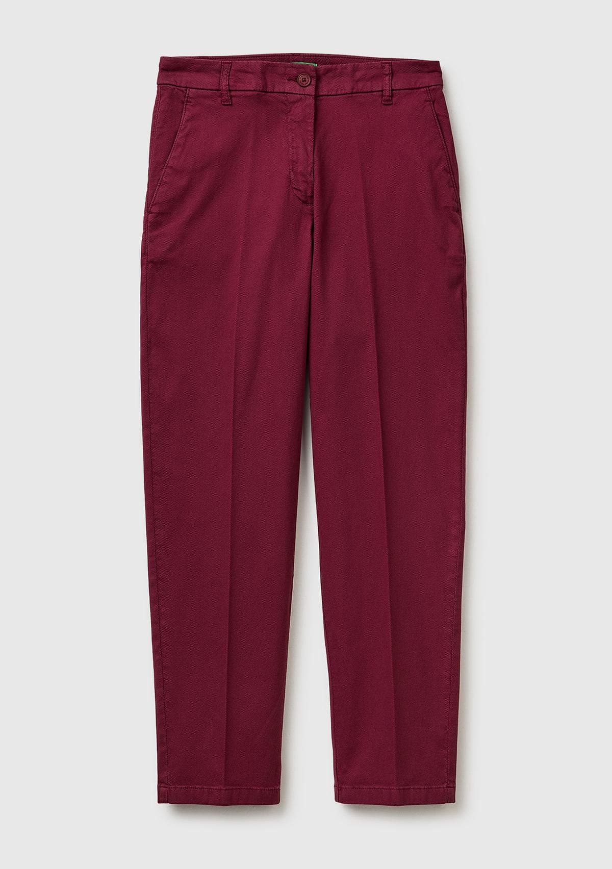 Kadın Bordo Pamuk Karışımlı Slim Fit Chino Kumaş Pantolon