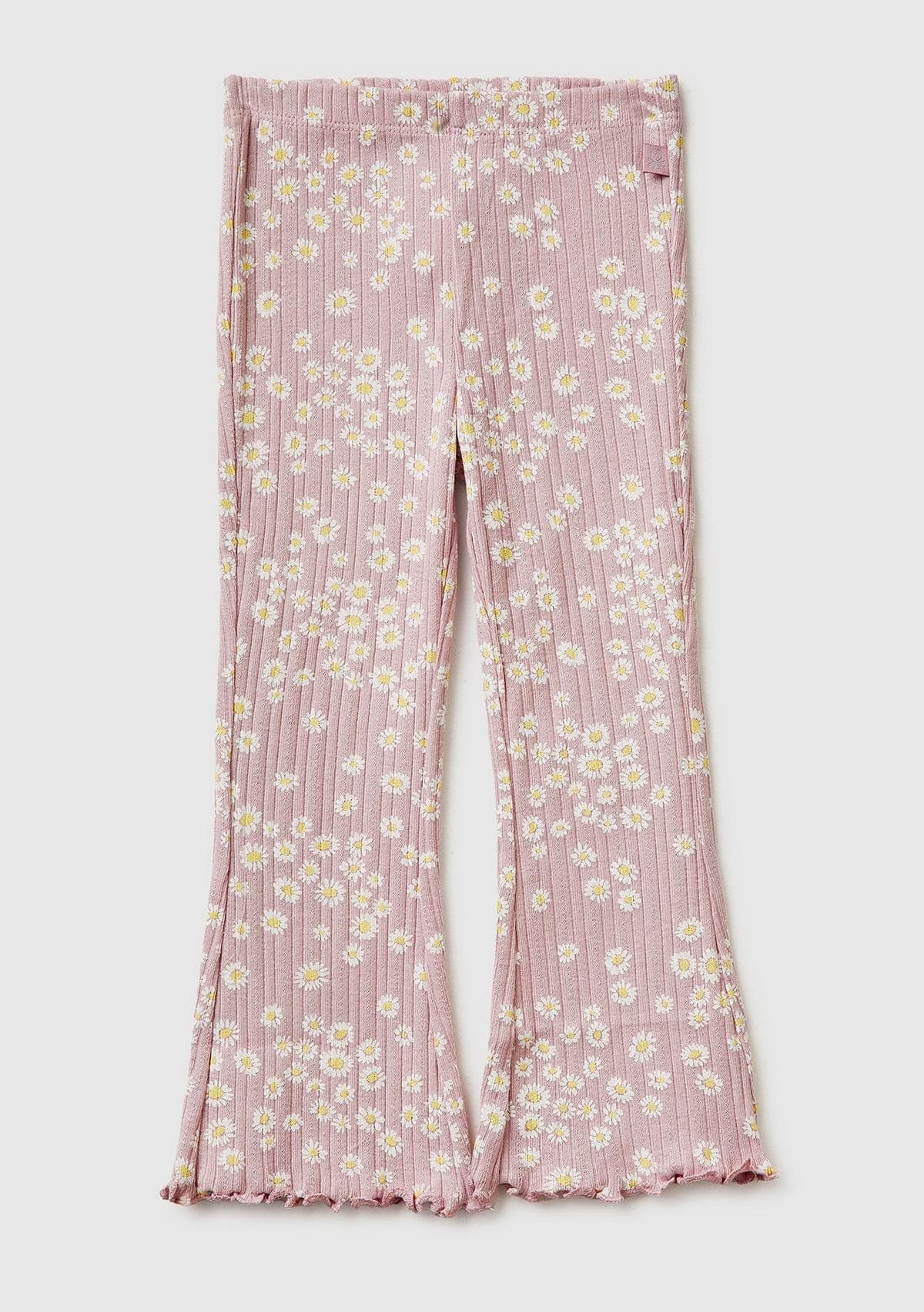 Kız Çocuk Gül Kurusu Desenli Slim Fit Tayt