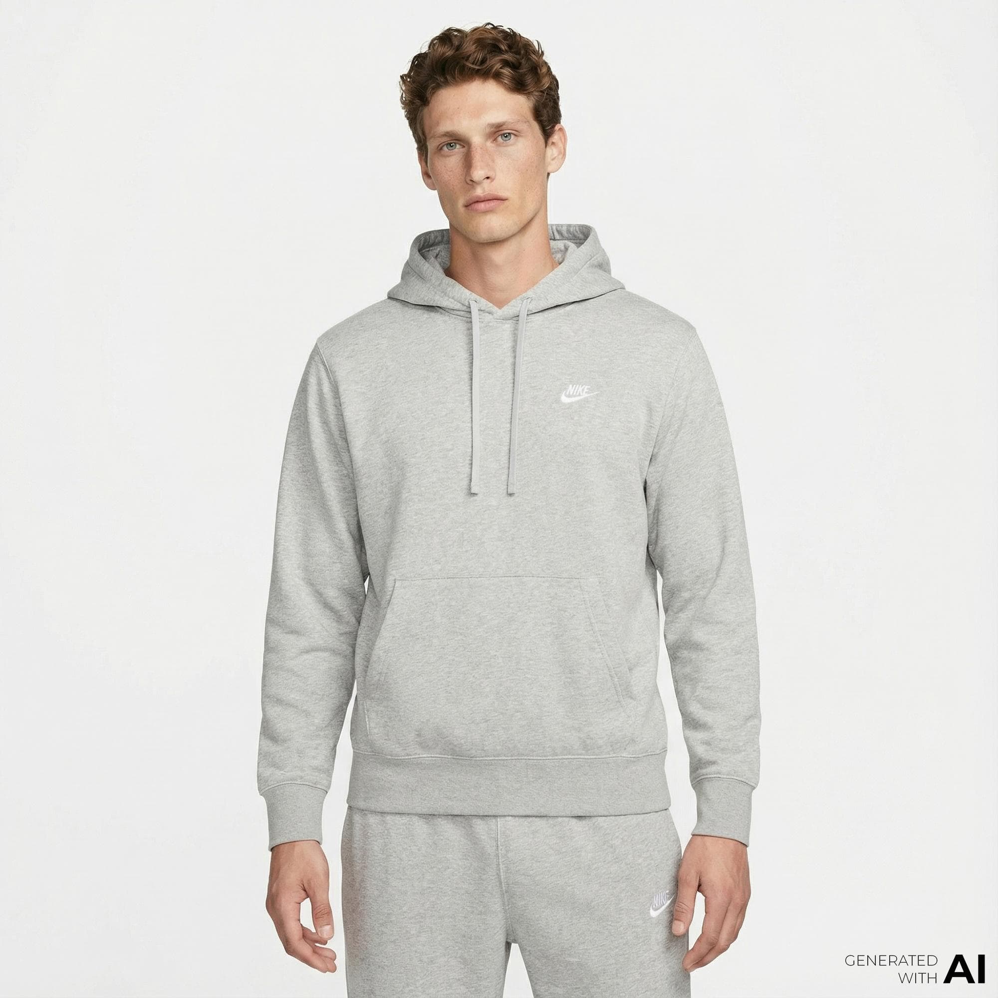 Nike Club Erkek Gri Hoodie