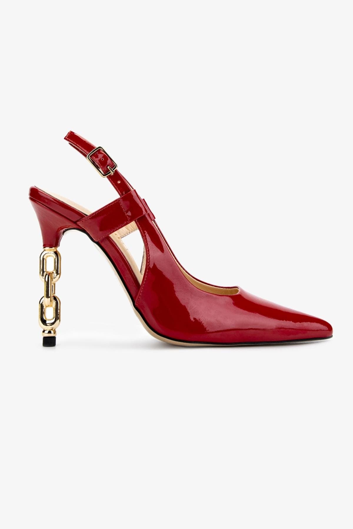 Valmenti Kadın Hakiki Deri Kırmızı Rugan Slingback Ayakkabı