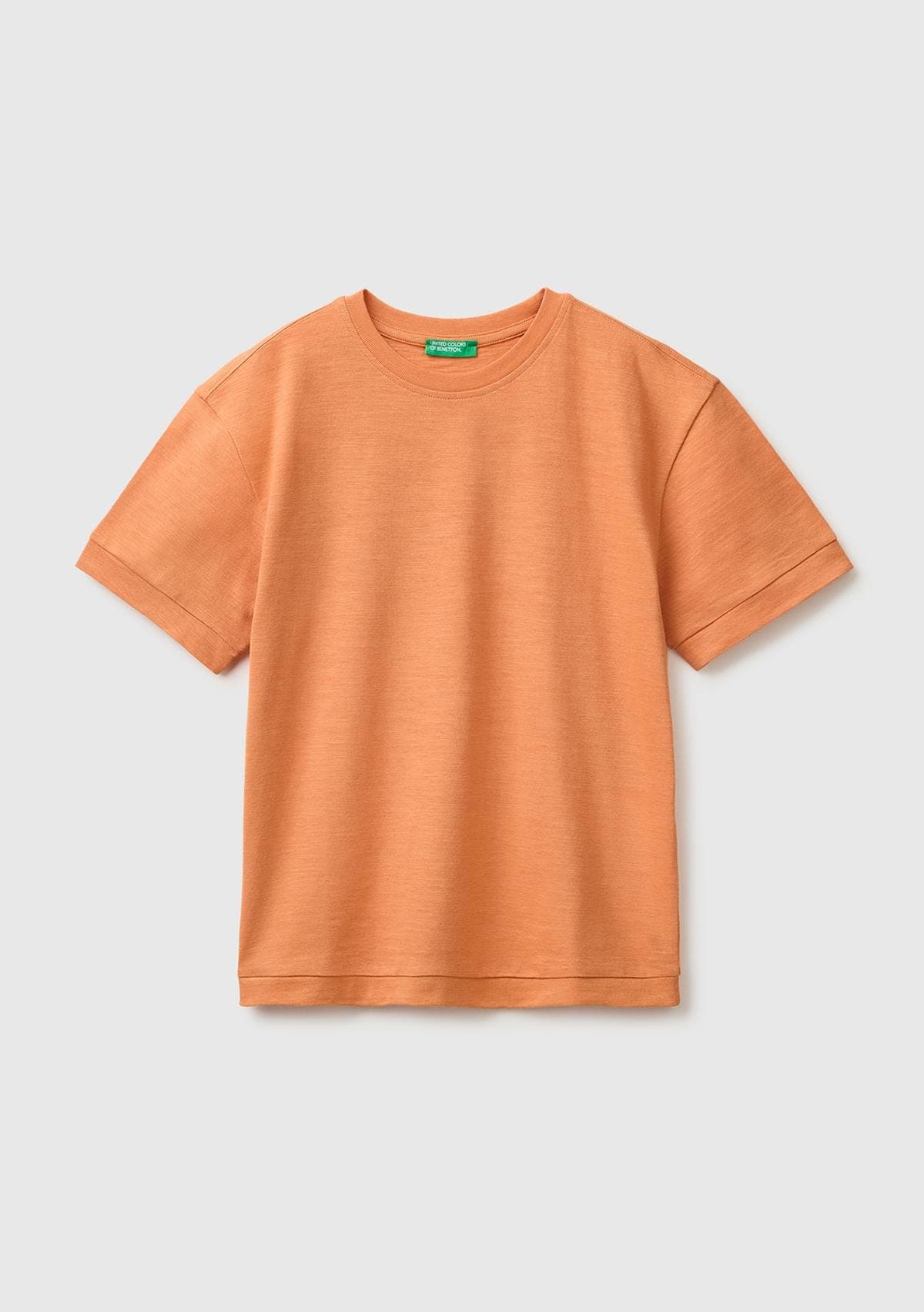 Erkek Çocuk Turuncu Önü Baskı Detaylı Bisiklet Yaka T-Shirt