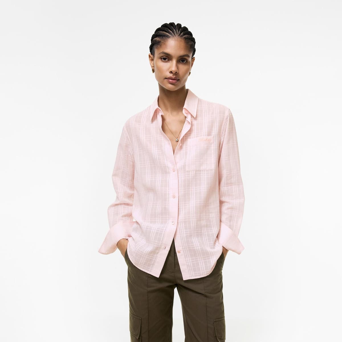 Burberry Emma Check Kadın Pembe Gömlek
