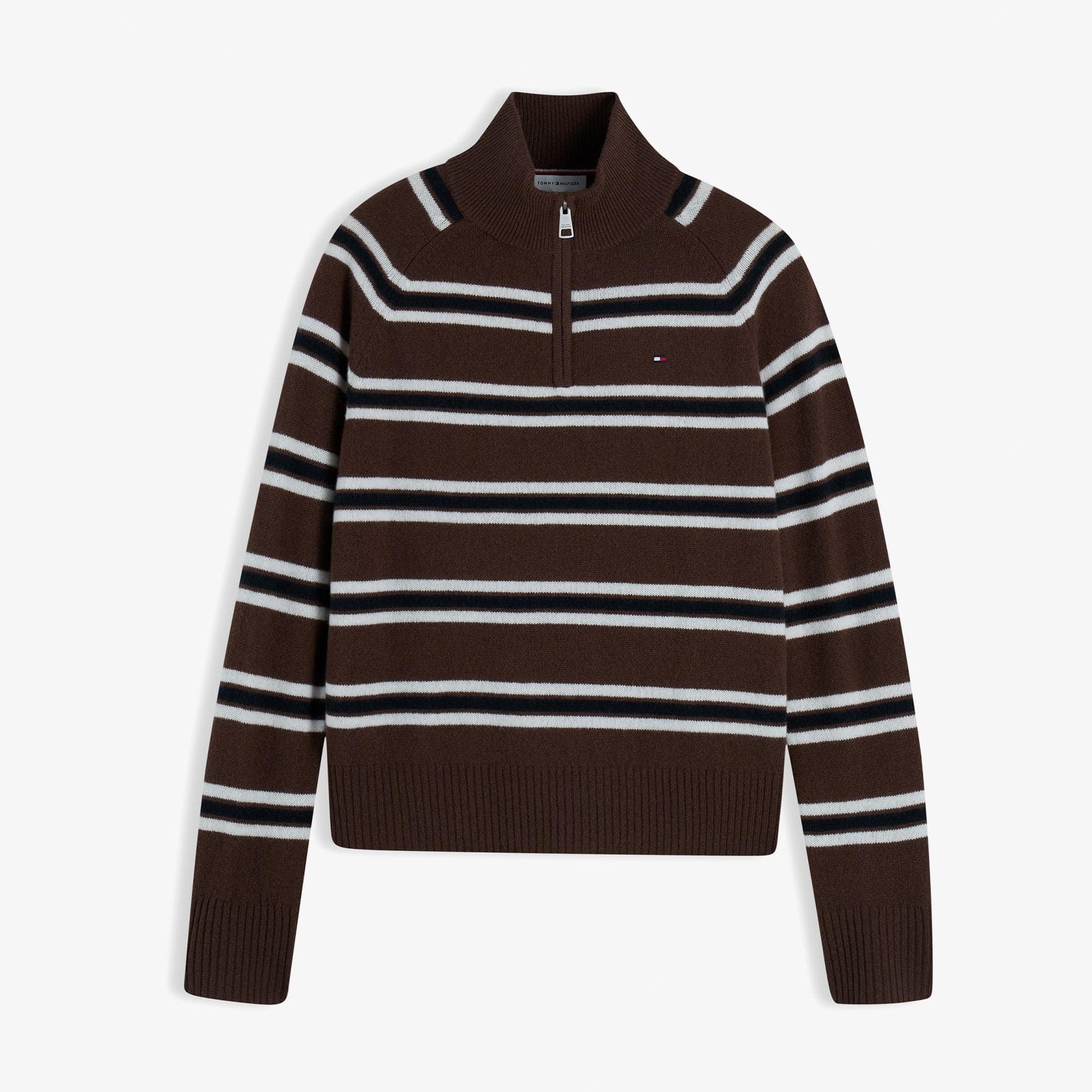 Tommy Hilfiger Soft Wool Zip Kadın Kahverengi Triko