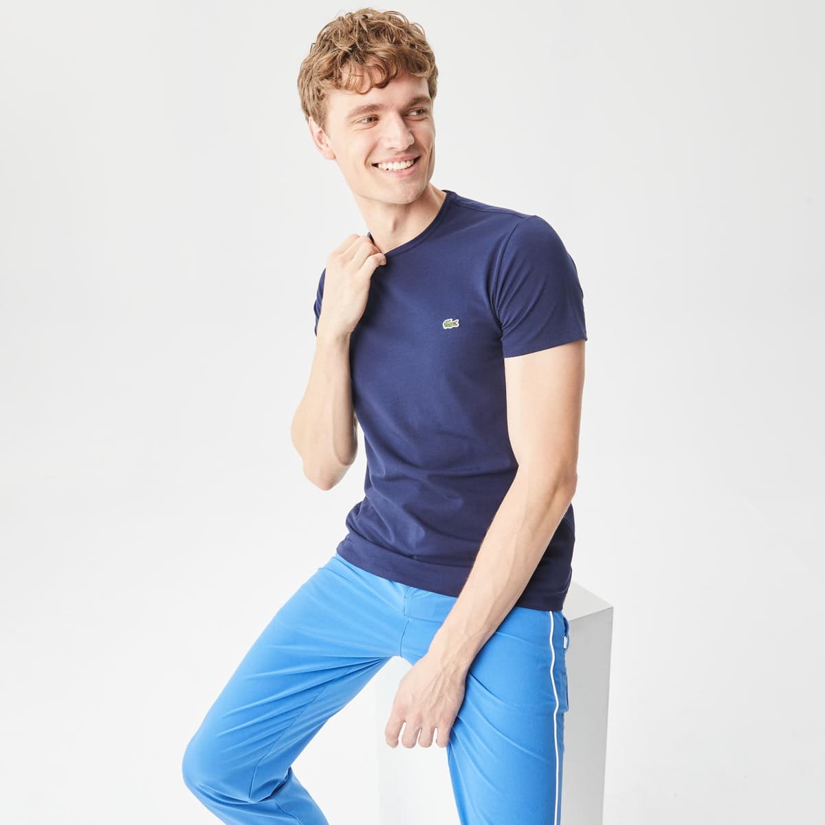 Erkek Slim Fit Bisiklet Yaka Beyaz T-Shirt