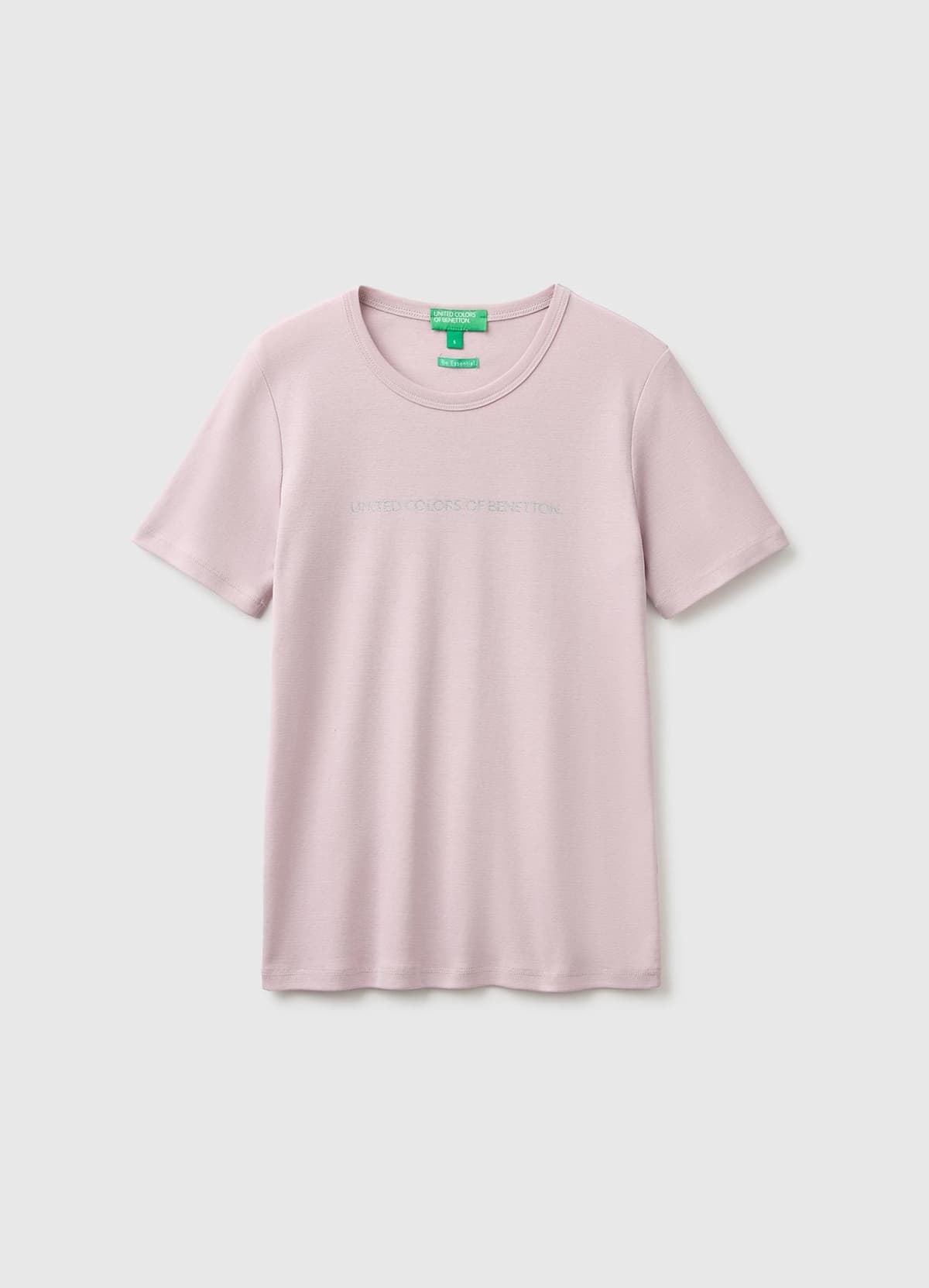 Kadın Lila %100 Pamuk Logo Baskılı Bisiklet Yaka T-Shirt