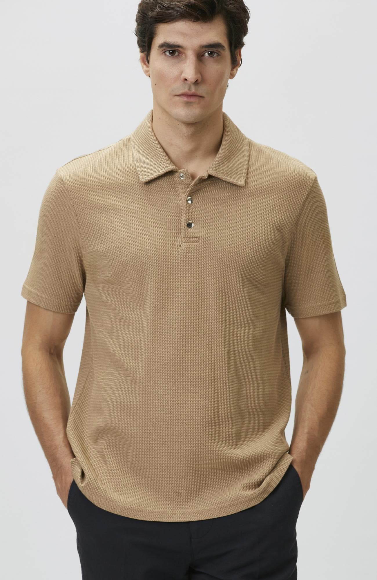 Network Erkek Slim Fit Vizon Polo Yaka Waffle T-shirt