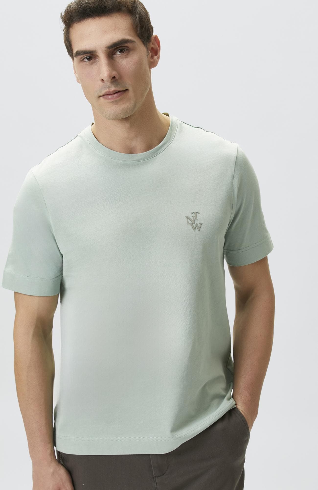 Network Erkek Comfort Fit Mint Göğüs Baskı Detaylı T-shirt