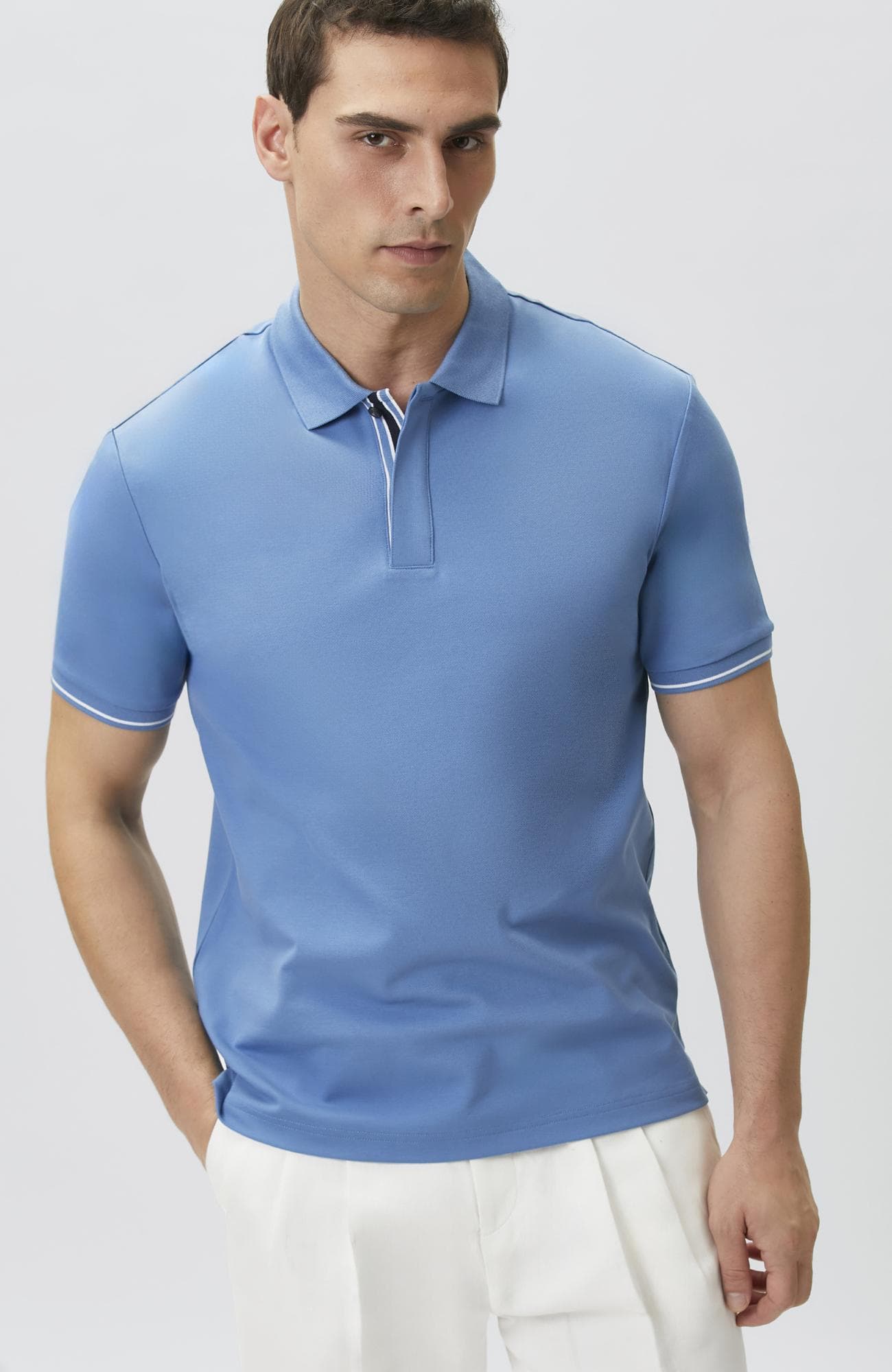 Network Erkek Mavi Polo Yaka Pike T-shirt