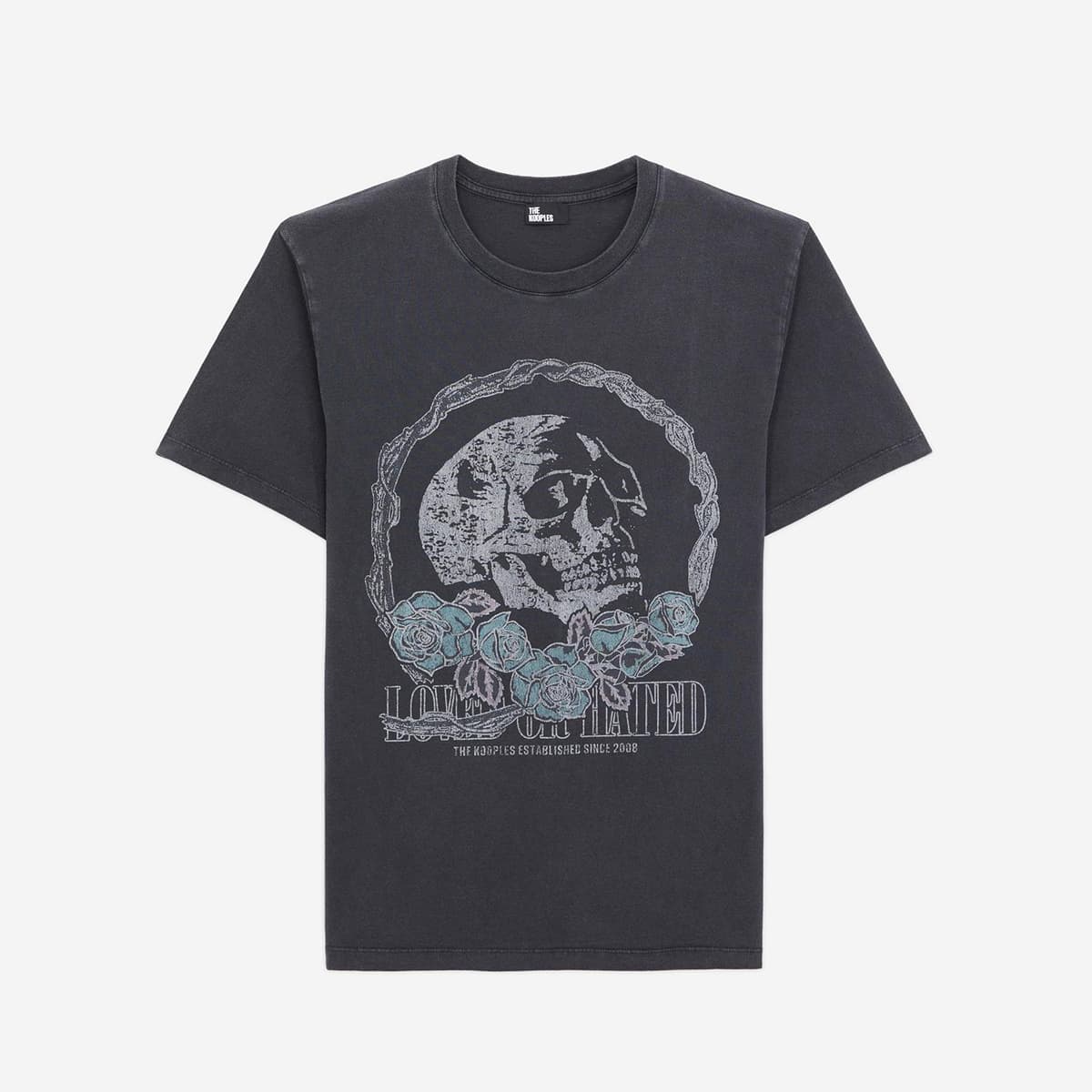 The Kooples Erkek Bisiklet Yaka Baskılı Siyah T-Shirt