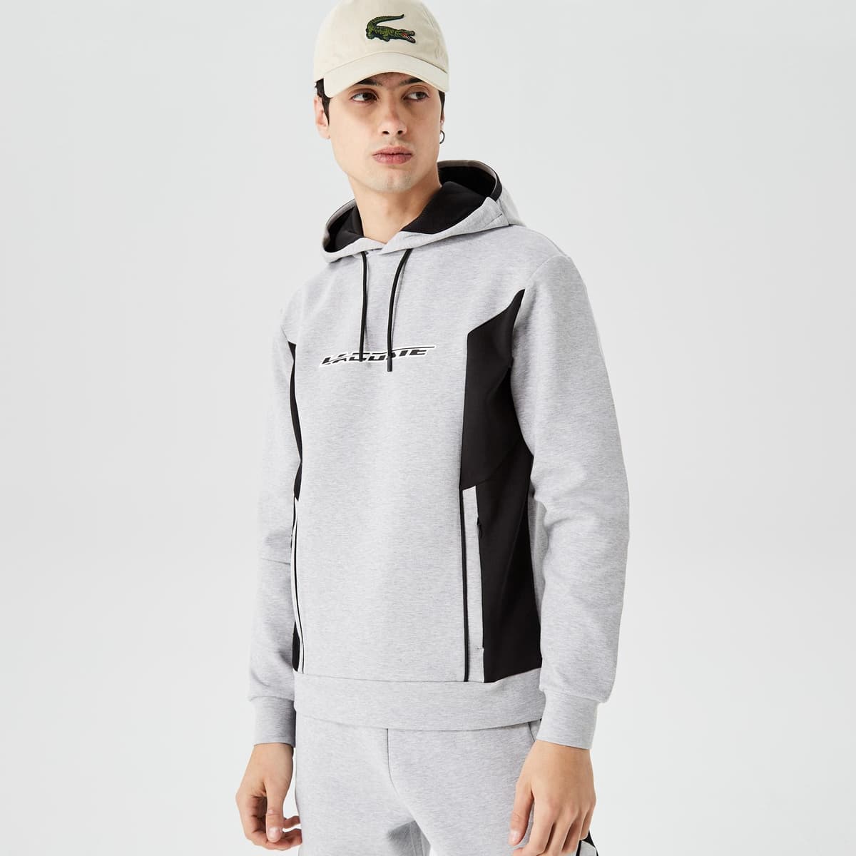 Erkek Relaxed Fit Kapüşonlu Baskılı Gri Sweatshirt
