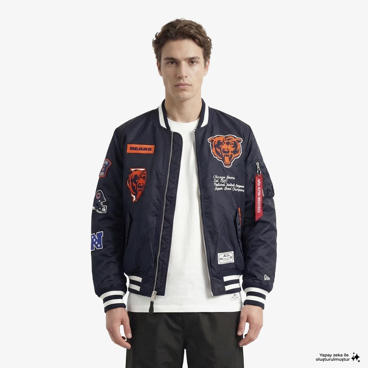 Alpha Industries x New Era Chicago Bears MA-1 Bomber Erkek Lacivert Mont