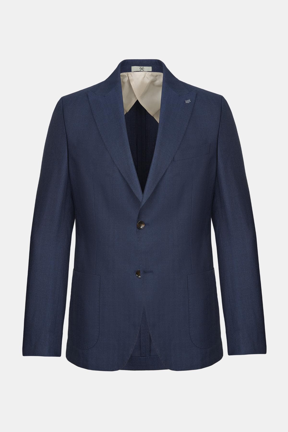 Erkek Lacivert Loro Piana Kumaşıyla Üretilmiş Yün Karışımlı Ceket
