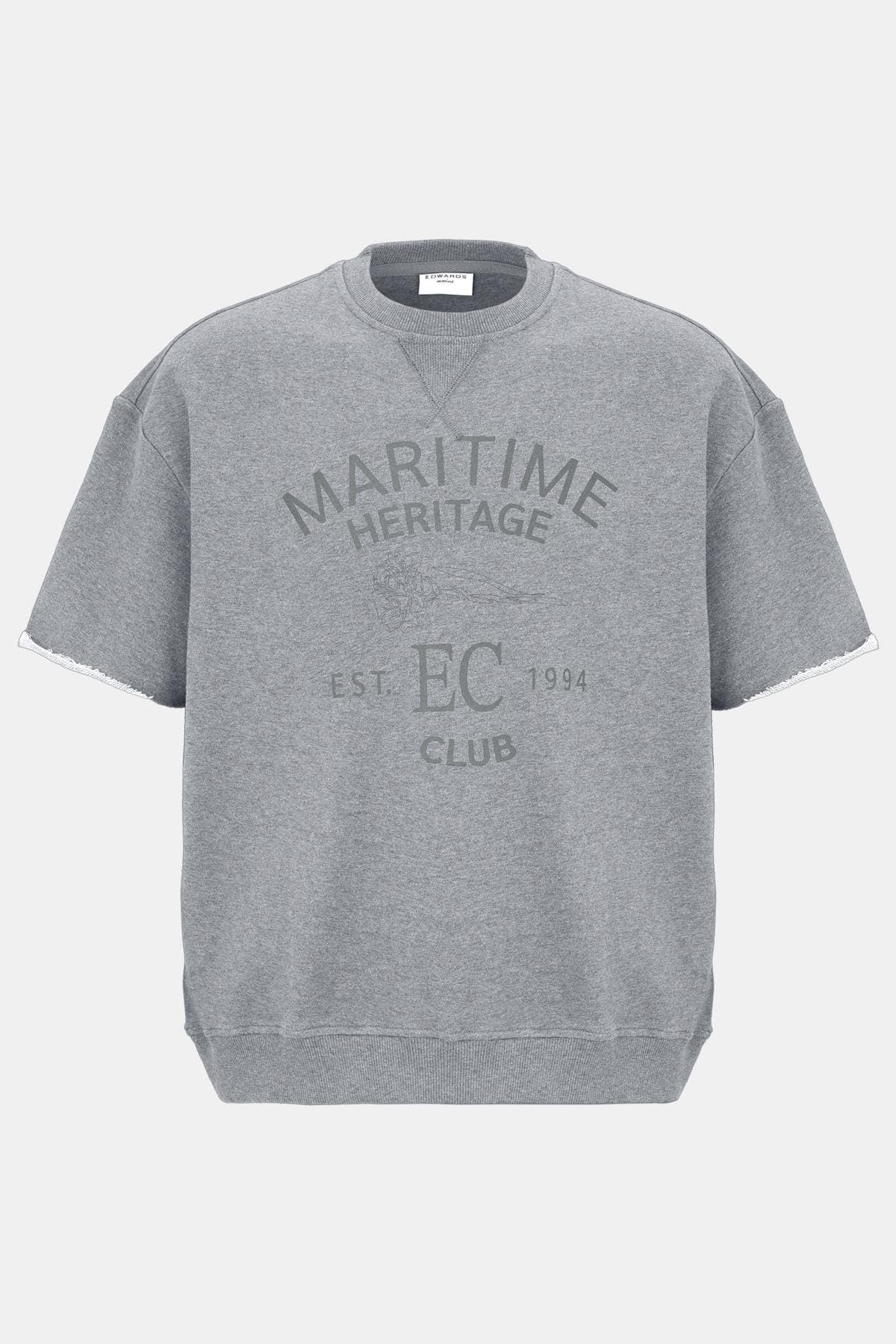 Erkek Gri Örme Kısa Kollu Sweatshirt