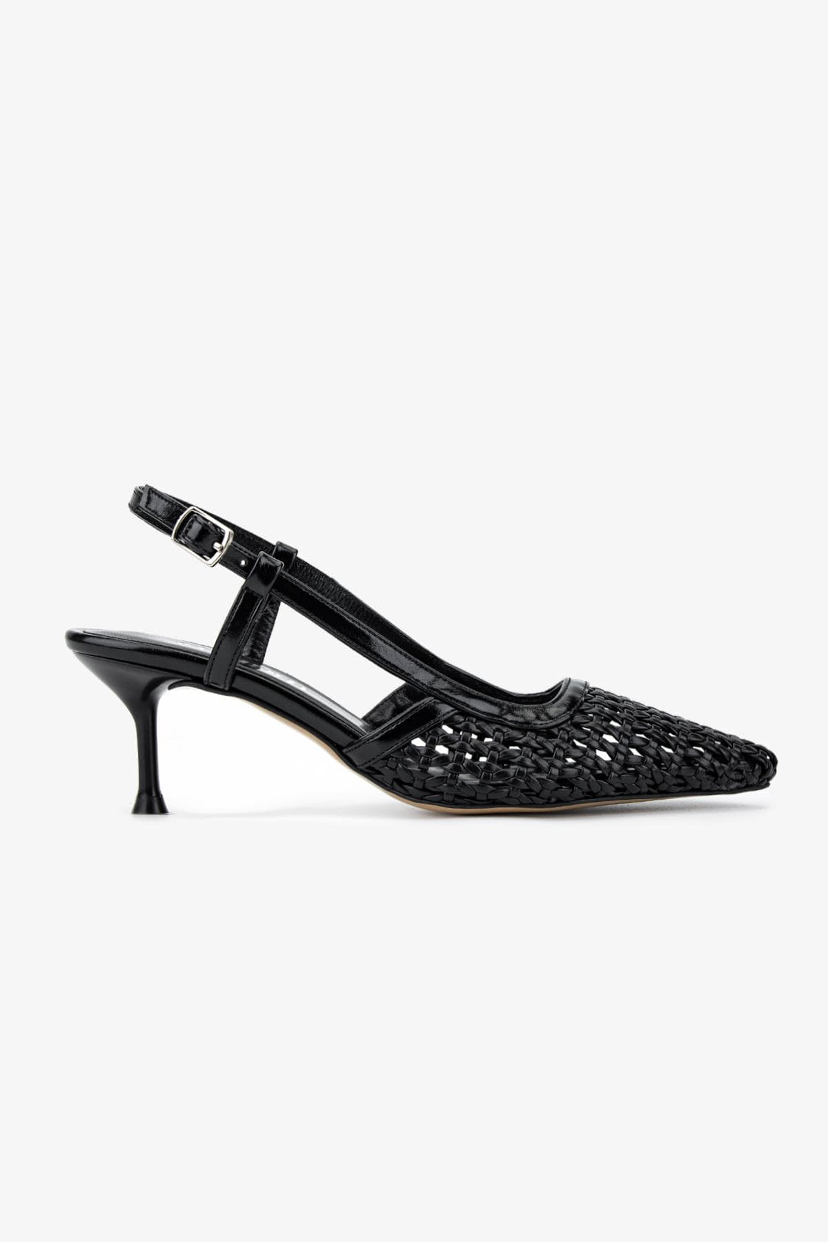 Valmenti Kadın Suni Deri Siyah Slingback Ayakkabı