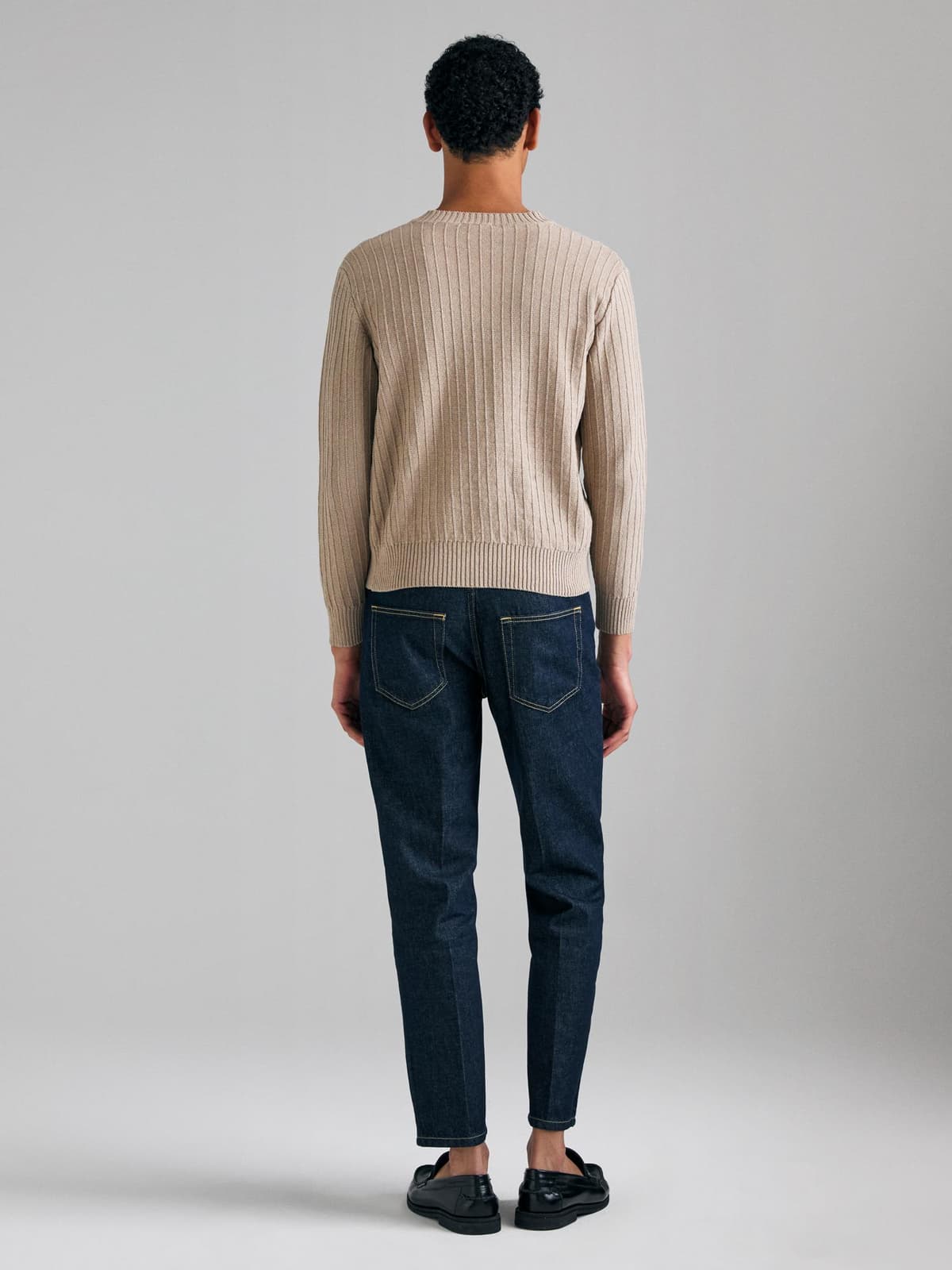 Erkek Lacivert %100 Pamuk Slim Fit Pileli Denim Pantolon