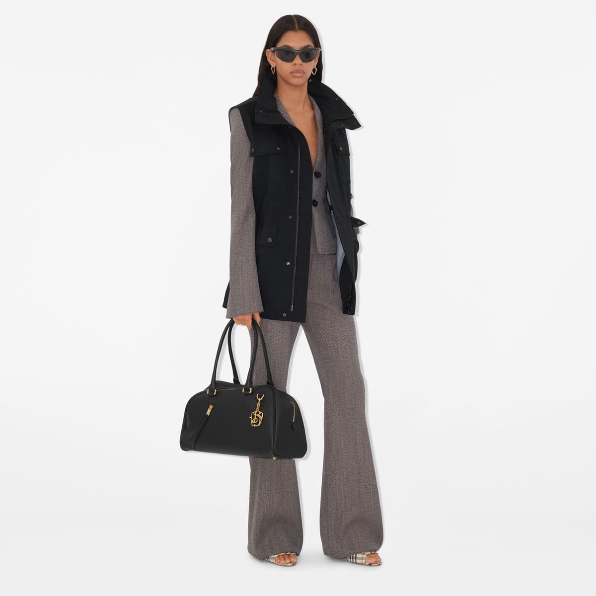 Burberry Tec Bonded Wool Gilet Kadın Gri Yelek