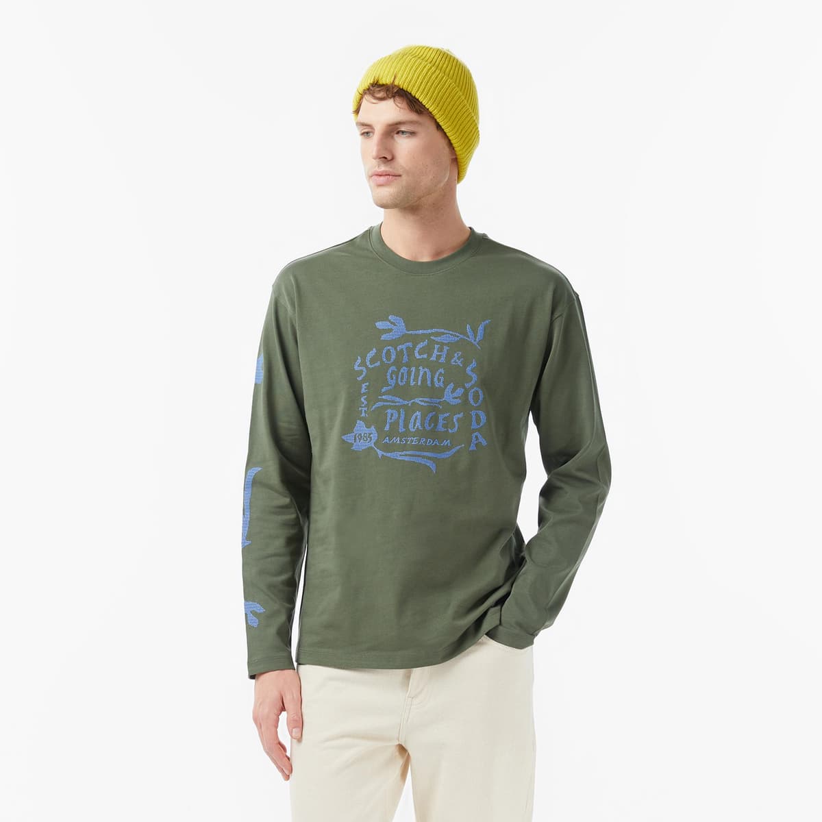 Scotch&Soda Relaxed Fit Artwork Erkek Yeşil T-Shirt
