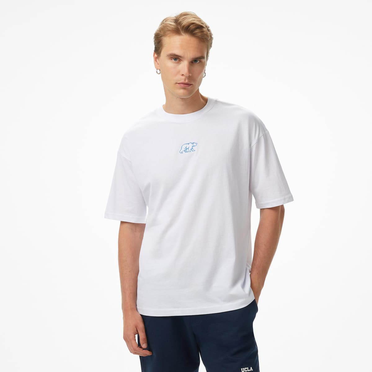 Ucla Sinclair Erkek Beyaz Bisiklet Yaka T-Shirt