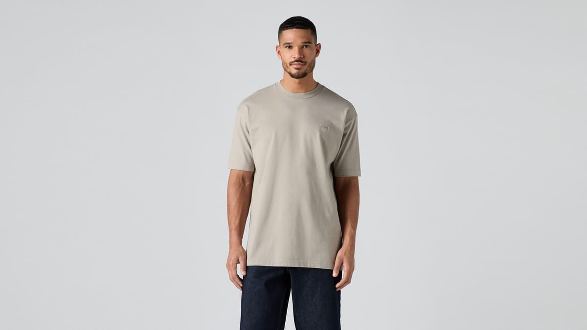 Box Basic Baskılı Oversize Bej Tişört