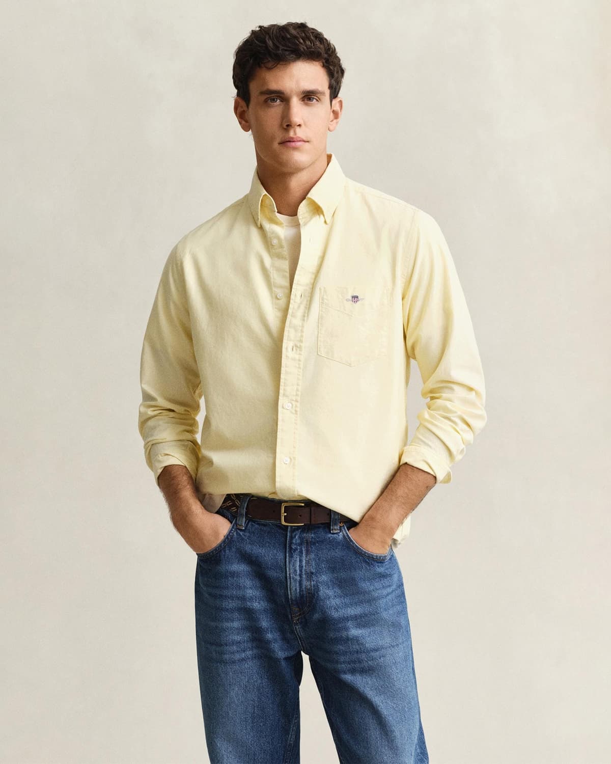 GANT Erkek Sarı Regular Fit Logolu Gömlek