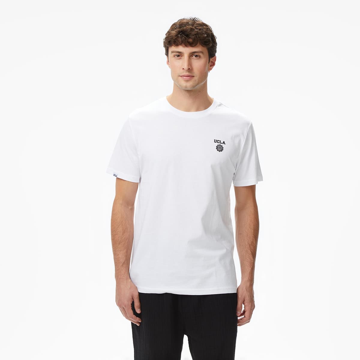 Ucla Bass Erkek Beyaz Bisiklet Yaka T-shirt