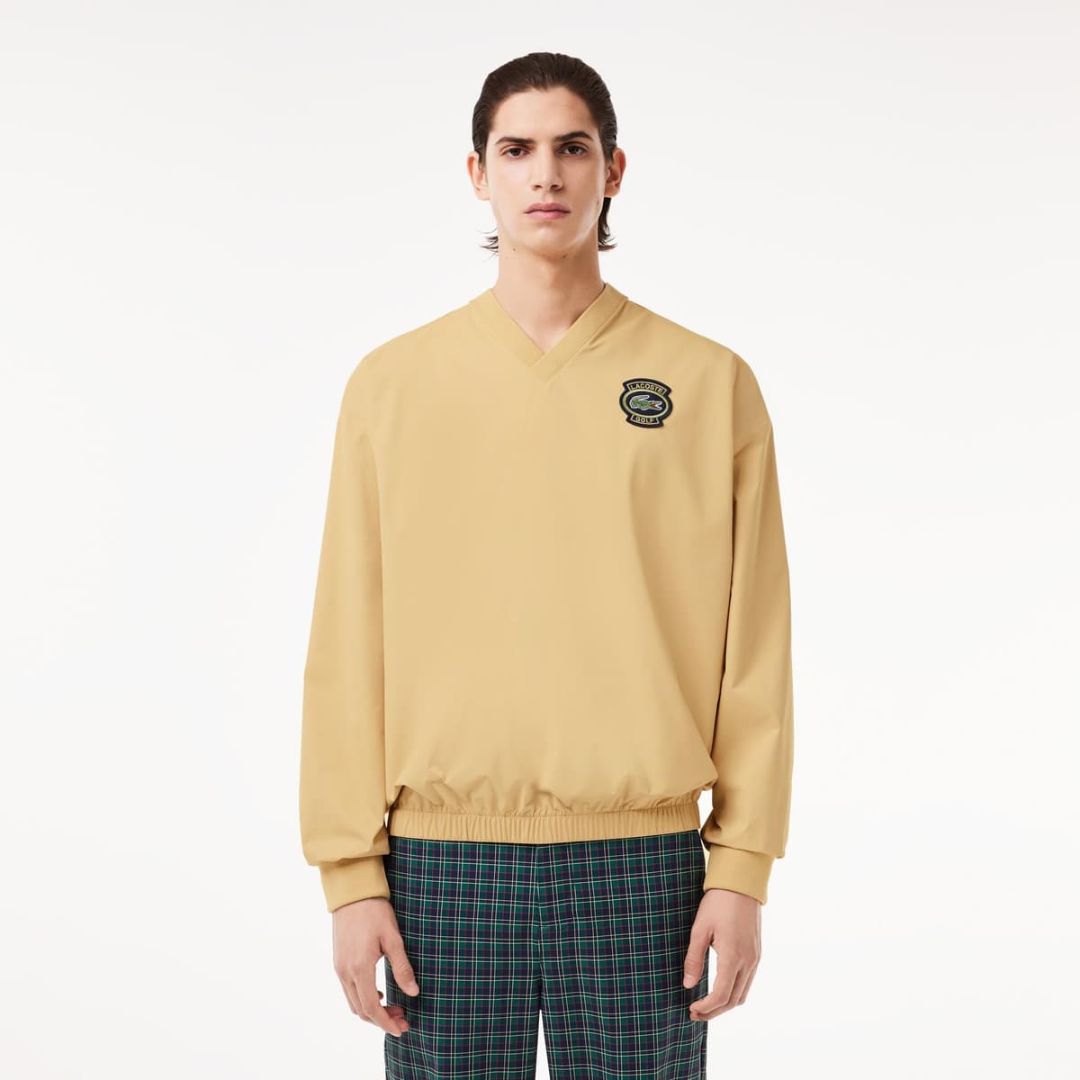Erkek Loose Fit V Yaka Sarı Sweatshirt