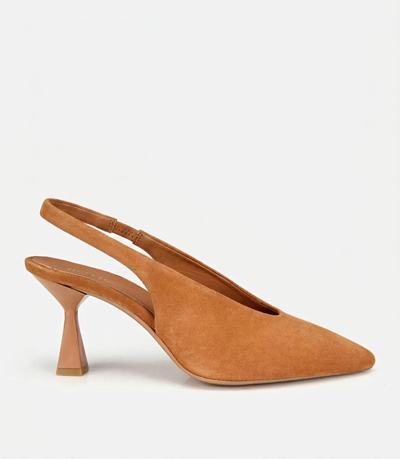Kadın Süet Deri Taba Yumuşak Dokulu Kısa Topuklu Stiletto