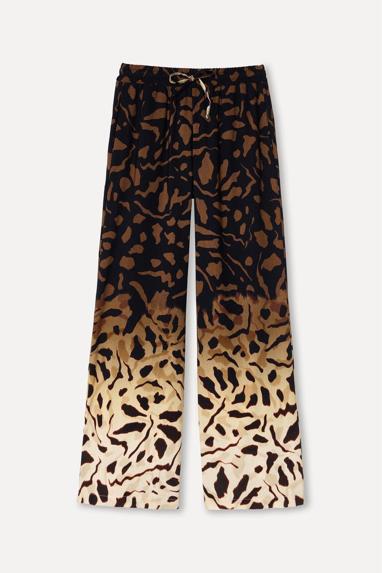 Kadın Kahverengi Desenli Wide Leg Pantolon