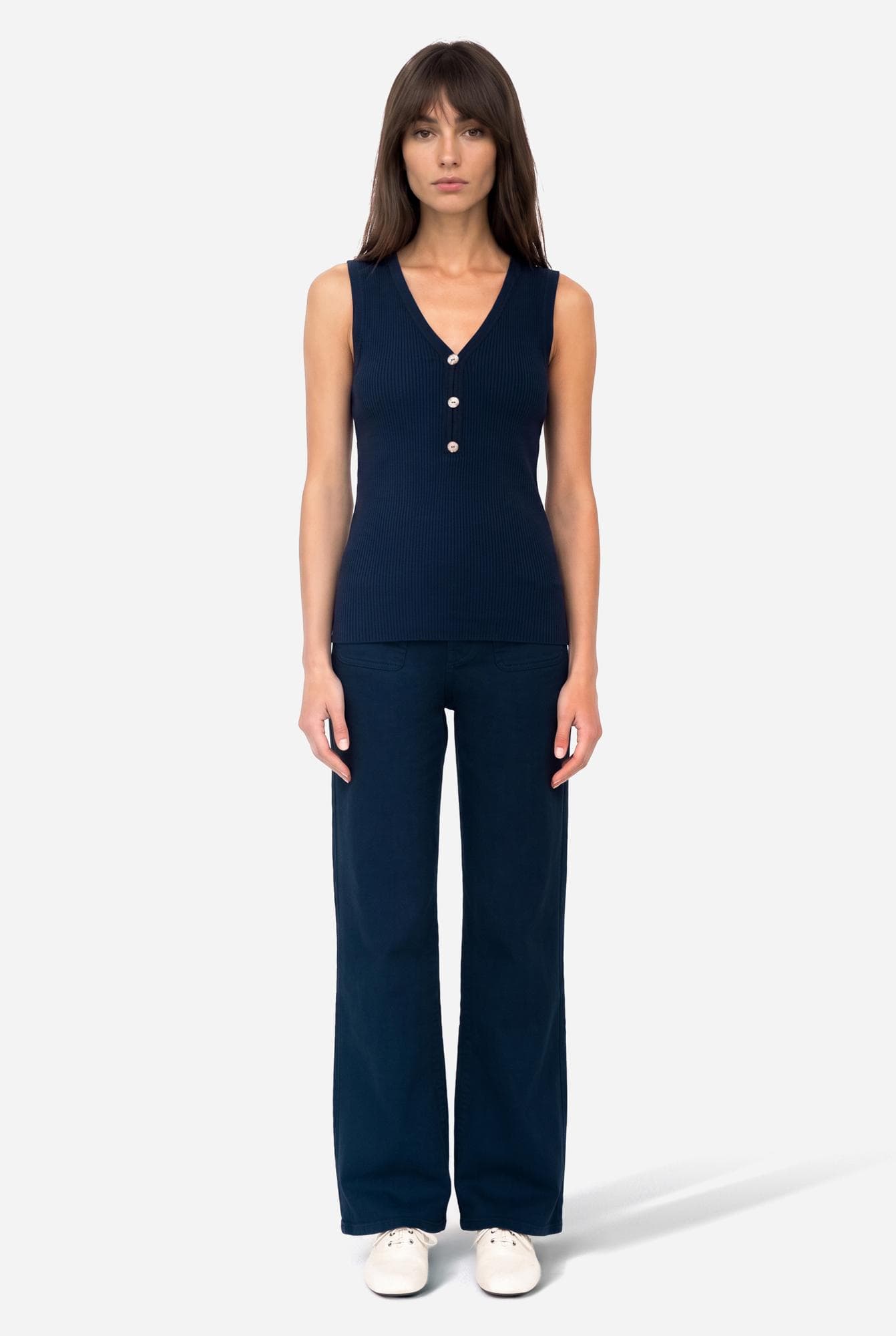 Kadın Lacivert Cep Detaylı Flare Fit Pantolon