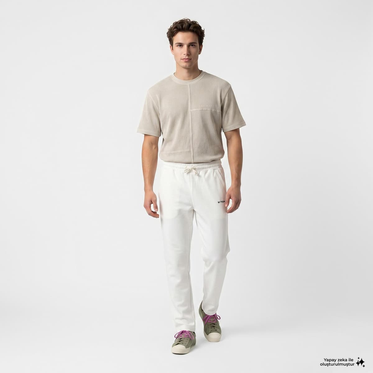 UNITED4 Comfort Fit Erkek Bej Eşofman Altı