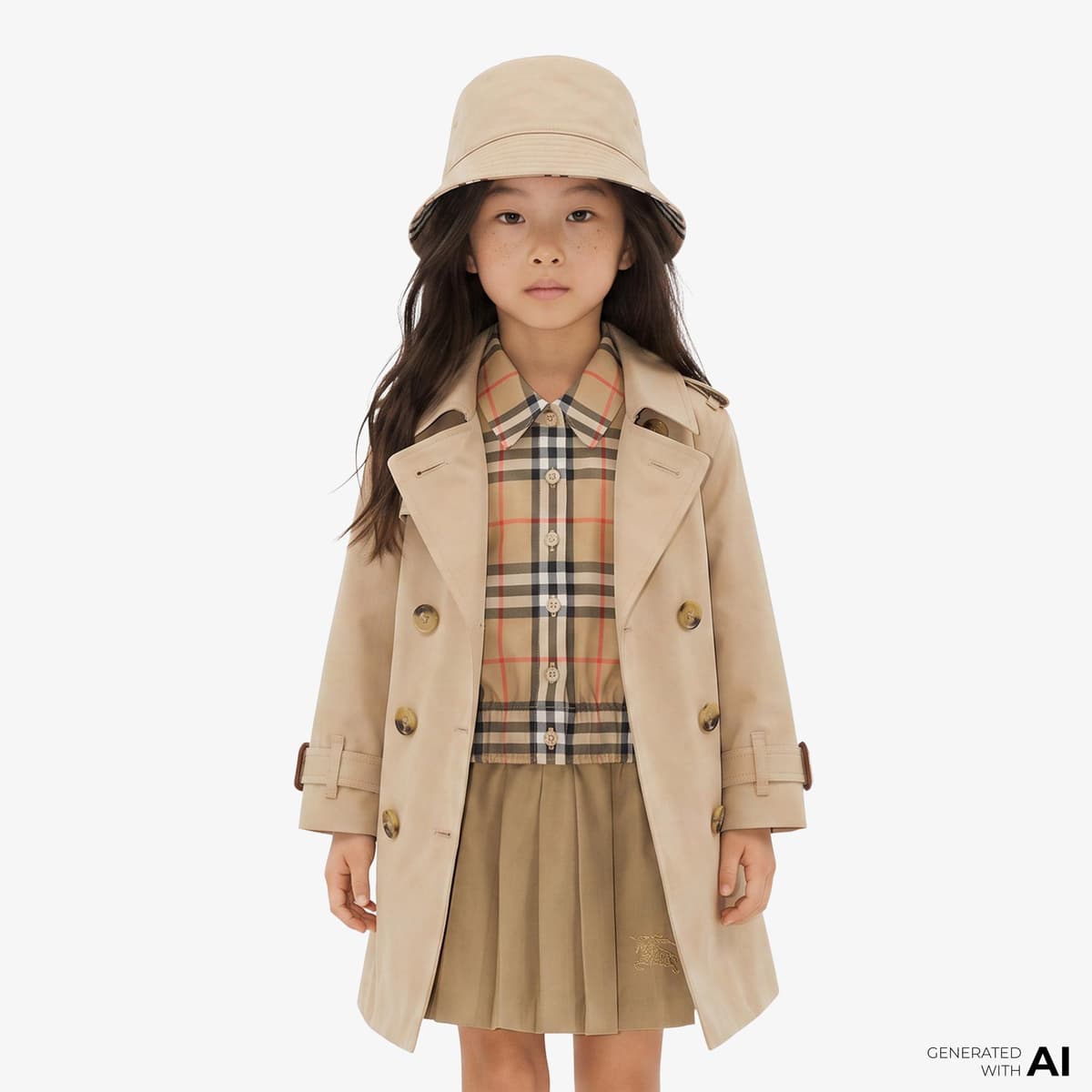 Burberry Gabardine Çocuk Bej Trençkot