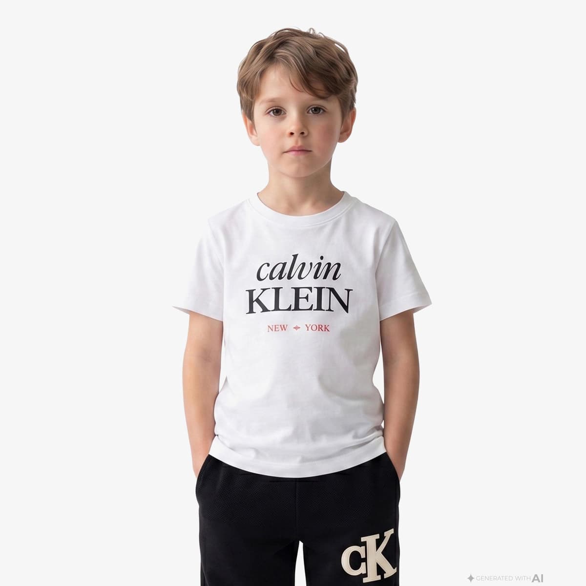 Calvin Klein Logo Çocuk Beyaz T-Shirt