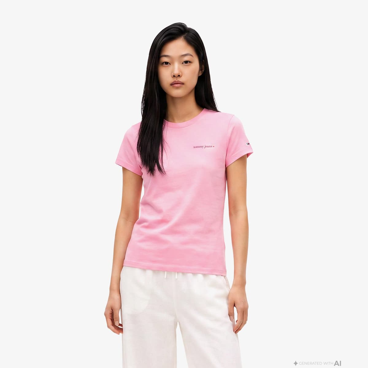 Tommy Hilfiger Slim Essential Logo 1 Kadın Pembe T-Shirt