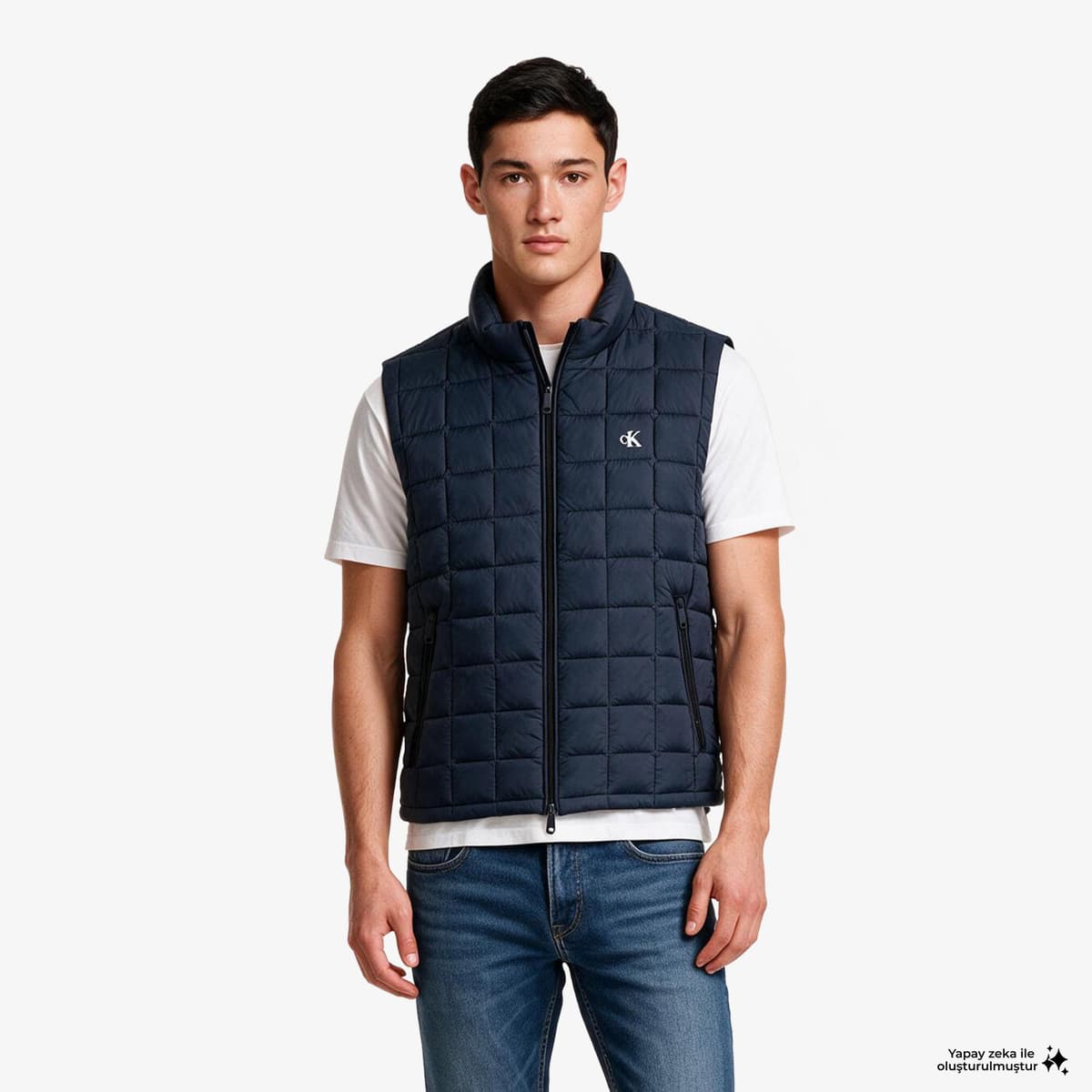 Calvin Klein Nylon Quilted Erkek Lacivert Yelek