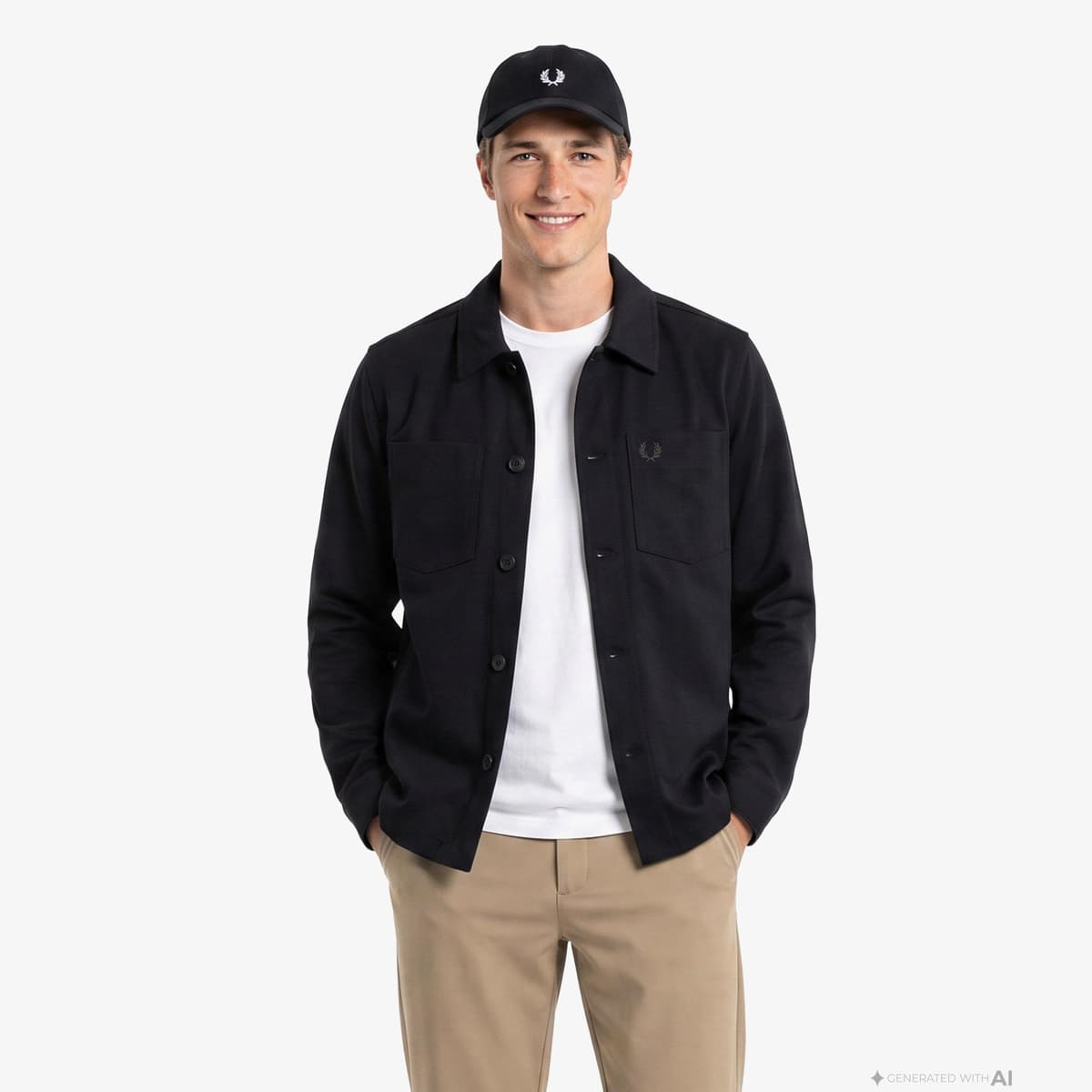 Fred Perry Brushed Twill Erkek Siyah Gömlek