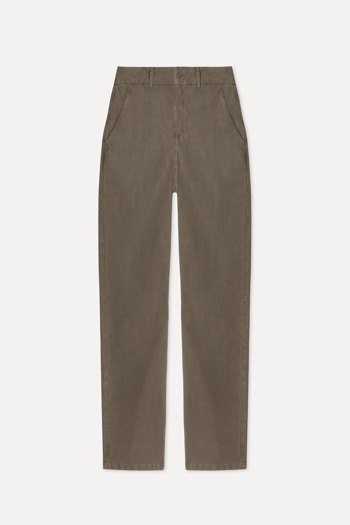 Erkek Vizon Tekstürlü Slim Straight Fit Chino Pantolon
