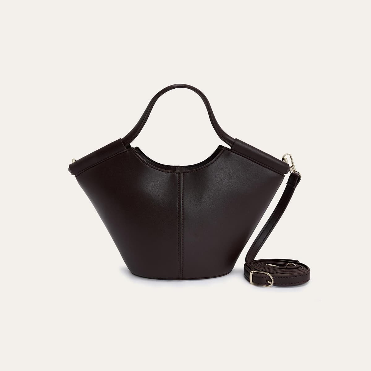 Kadın Kahverengi Deri Görünümlü Shopper Omuz Çantası