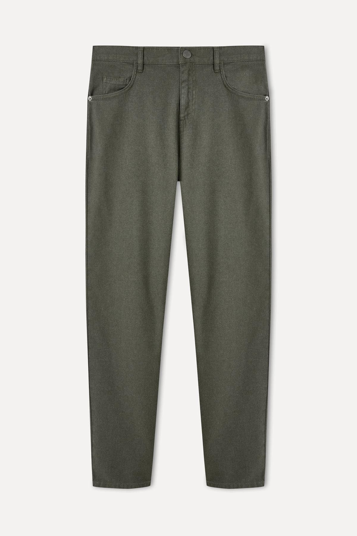 Erkek Haki Slim Straight Fit Pantolon
