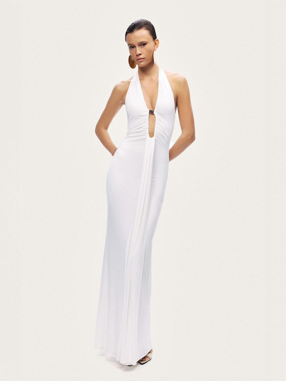 Drape ve Aksesuarlı Maxi Elbise