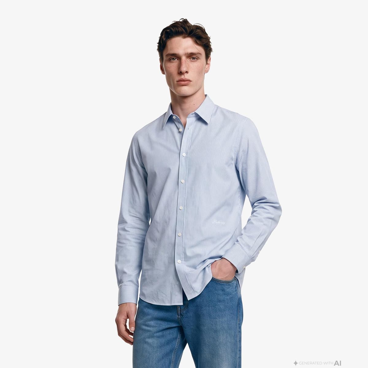 Burberry Erkek Mavi Gömlek
