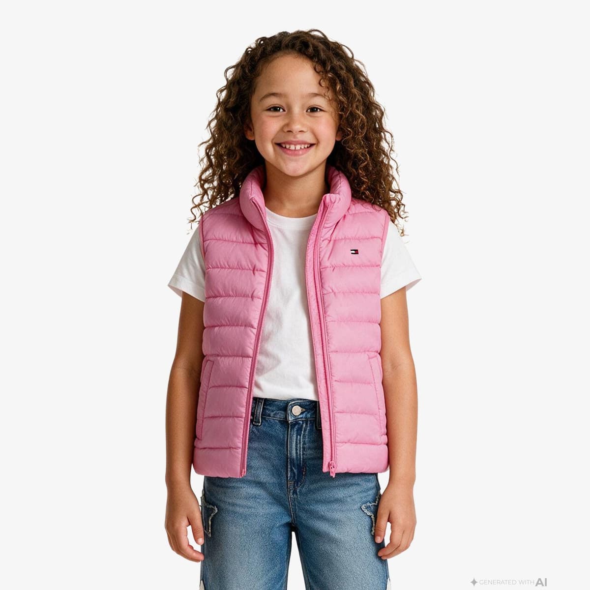 Tommy Hilfiger Essential Light Down Çocuk Pembe Yelek