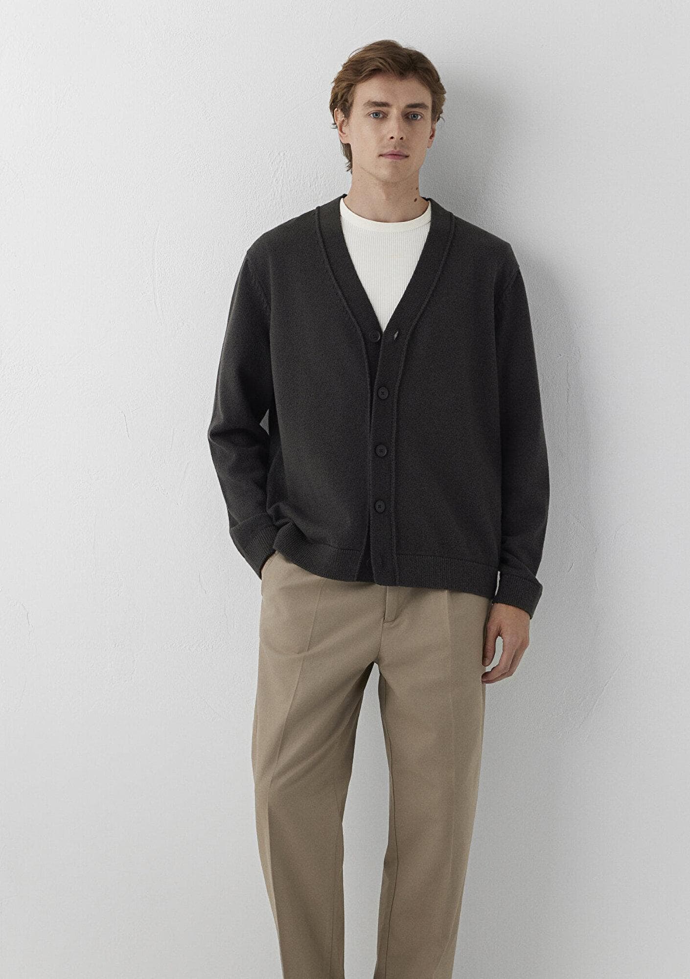Mavi Kahverengi Hırka Loose Fit / Bol Rahat Kesim 0710457-70219